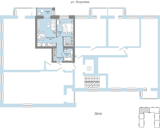 Продажа 2-комнатной квартиры 46 м², 6/6 этаж