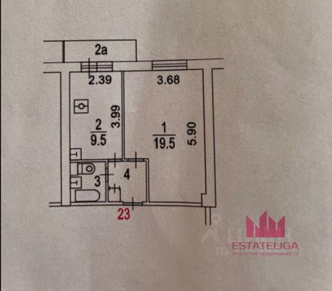 Продажа 1-комнатной квартиры 35 м², 3/12 этаж