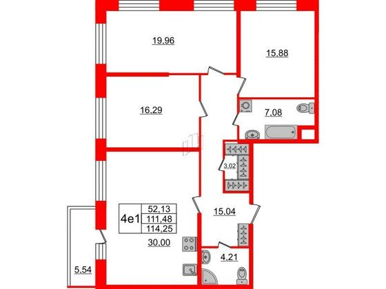 Продажа 3-комнатной квартиры 111,6 м², 2/9 этаж