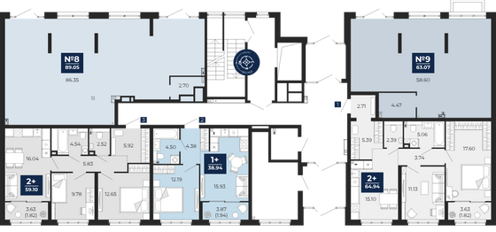 Продажа 2-комнатной квартиры 59,1 м², 1/22 этаж