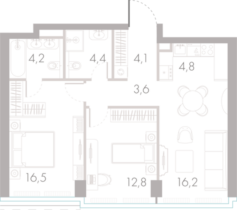 Продажа 2-комнатной квартиры 66,6 м², 5/45 этаж