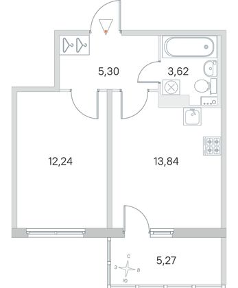 Продажа 1-комнатной квартиры 36,6 м², 4/4 этаж