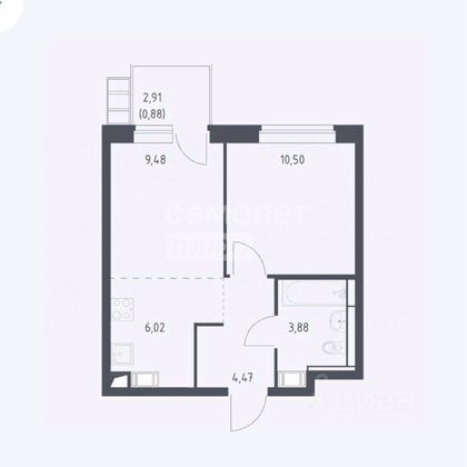 Продажа 1-комнатной квартиры 34,4 м², 12/12 этаж