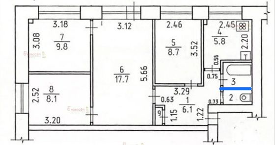 Продажа 4-комнатной квартиры 56,6 м², 3/5 этаж