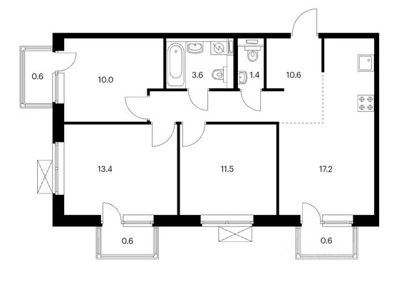 Продажа 3-комнатной квартиры 70 м², 2/16 этаж