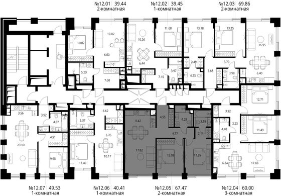 Продажа 2-комнатной квартиры 67,5 м², 12/21 этаж