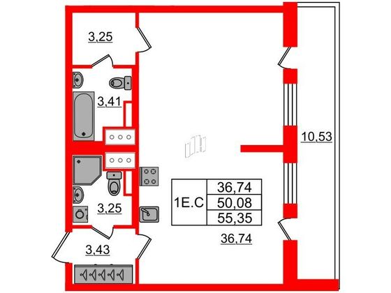 Продажа квартиры-студии 49,6 м², 4/17 этаж