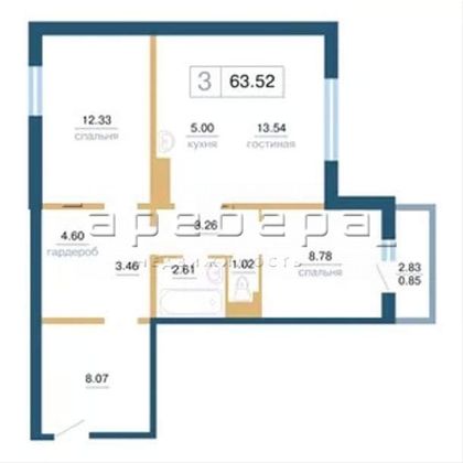 Продажа 3-комнатной квартиры 64 м², 14/17 этаж