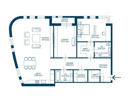 Продажа 3-комнатной квартиры 150 м², 5/18 этаж