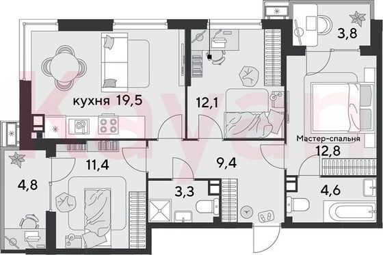 Продажа 4-комнатной квартиры 73,1 м², 9/9 этаж