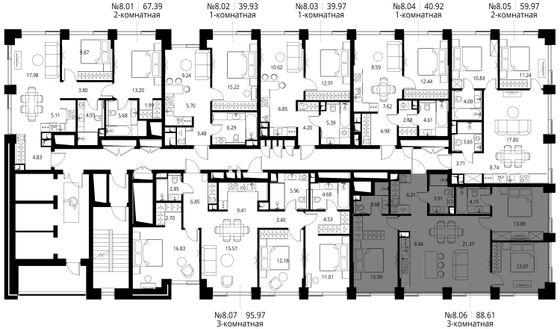 Продажа 3-комнатной квартиры 88,6 м², 8/27 этаж