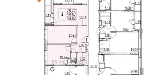 Продажа 2-комнатной квартиры 50 м², 12/14 этаж