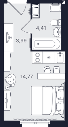 Продажа квартиры-студии 23,2 м², 6/24 этаж