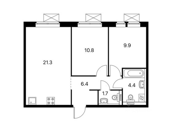 Продажа 2-комнатной квартиры 55 м², 15/25 этаж