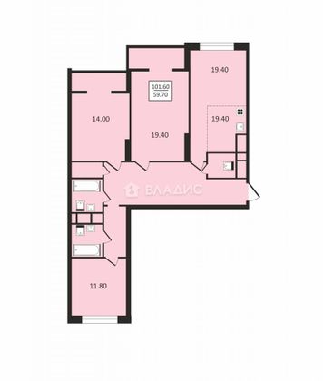 Продажа 4-комнатной квартиры 101,6 м², 27/33 этаж