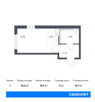 24,2 м², студия, 1/9 этаж