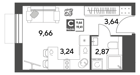 Продажа квартиры-студии 19,4 м², 14/15 этаж