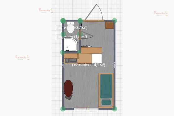 Продажа 1 комнаты, 12 м², 1/2 этаж