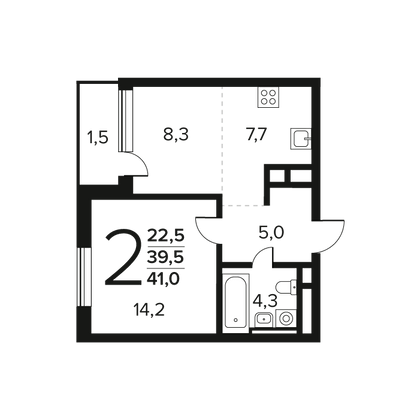 Продажа 2-комнатной квартиры 41 м², 5/9 этаж