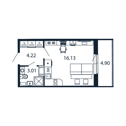 Продажа квартиры-студии 24,8 м², 6/12 этаж