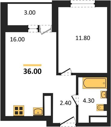 Продажа 1-комнатной квартиры 36 м², 18/26 этаж