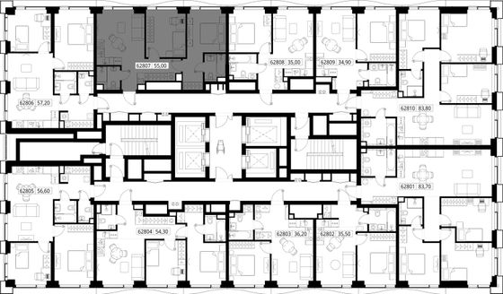 Продажа 2-комнатной квартиры 55 м², 28/48 этаж