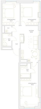 Продажа 3-комнатной квартиры 76,3 м², 18/23 этаж