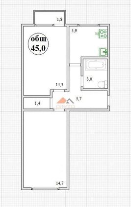 Продажа 2-комнатной квартиры 47 м², 5/5 этаж