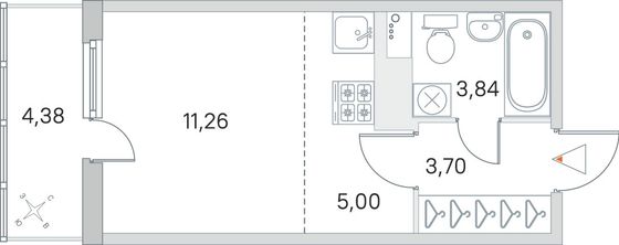 Продажа квартиры-студии 25,1 м², 4/8 этаж