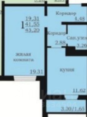 Продажа 1-комнатной квартиры 45 м², 19/21 этаж