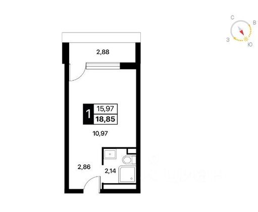 Продажа квартиры-студии 18,9 м², 3/14 этаж