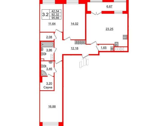 Продажа 3-комнатной квартиры 92,3 м², 6/12 этаж