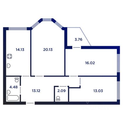 Продажа 3-комнатной квартиры 84,8 м², 14/17 этаж