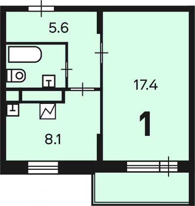 Продажа 1-комнатной квартиры 34,1 м², 23/23 этаж