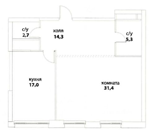 Продажа 2-комнатной квартиры 70,7 м², 40/41 этаж