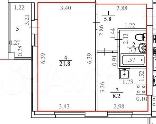 Продажа 1-комнатной квартиры 39 м², 3/3 этаж