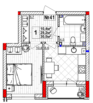 Продажа 1-комнатной квартиры 30,5 м², 1/4 этаж