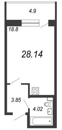 Продажа квартиры-студии 26,5 м², 1/17 этаж