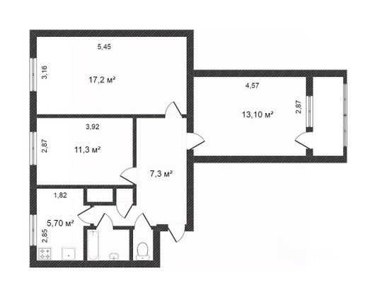 Продажа 3-комнатной квартиры 58,3 м², 2/9 этаж