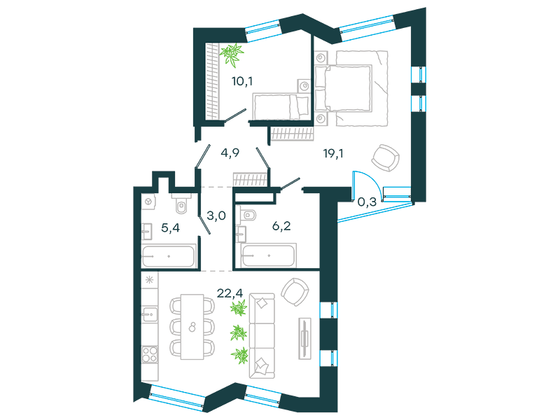 Продажа 3-комнатной квартиры 71,4 м², 2/24 этаж