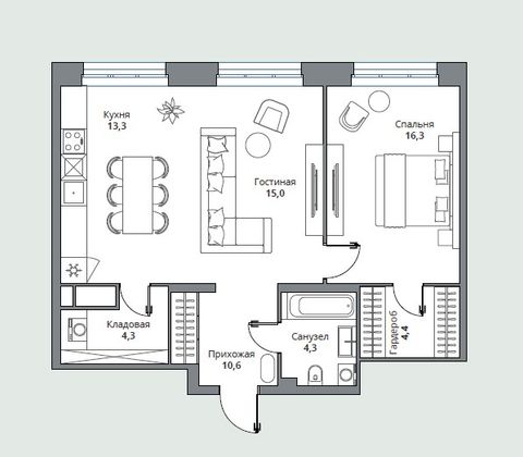 Продажа 2-комнатной квартиры 68,2 м², 6/18 этаж