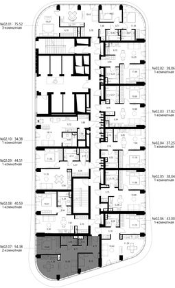 Продажа 2-комнатной квартиры 54,4 м², 2/49 этаж