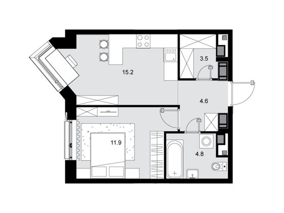 Продажа 1-комнатной квартиры 40 м², 23/28 этаж