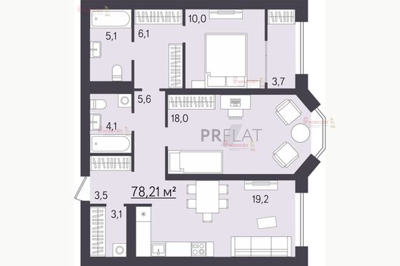 Продажа 2-комнатной квартиры 78 м², 14/16 этаж