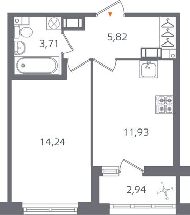 Продажа 1-комнатной квартиры 37,2 м², 9/15 этаж