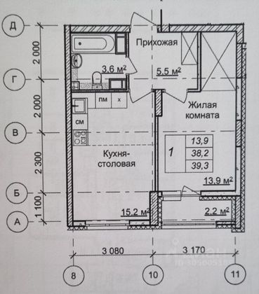 Продажа 1-комнатной квартиры 39,2 м², 4/25 этаж