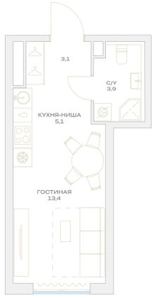 Продажа квартиры-студии 25,5 м², 11/23 этаж