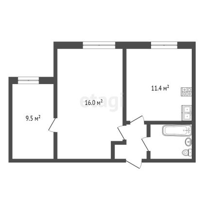 Продажа 2-комнатной квартиры 43 м², 6/9 этаж