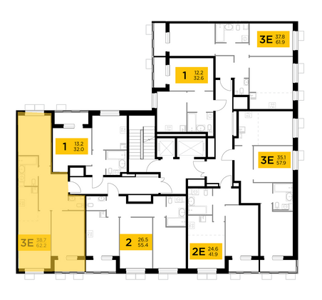 Продажа 3-комнатной квартиры 62,2 м², 3/15 этаж