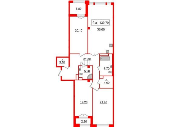 Продажа 3-комнатной квартиры 139,7 м², 6/6 этаж